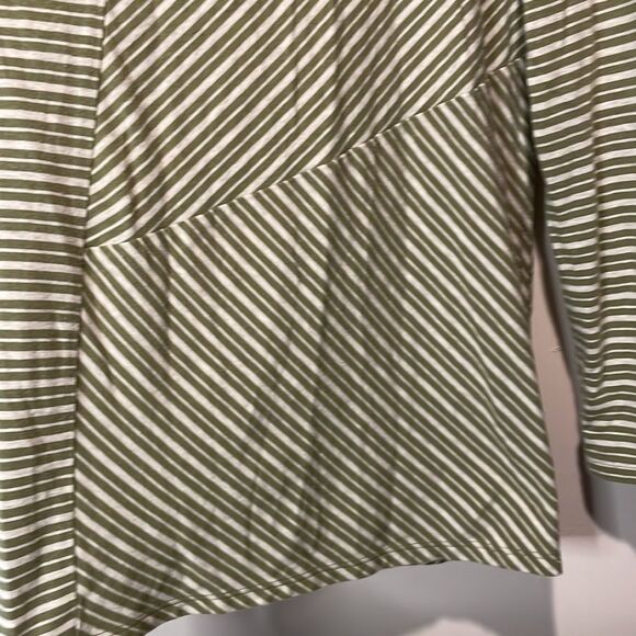 J. Jill- Tunic Top Cream & Green Striped Long Sleeve Basic Shirt- Size XL - Picture 6 of 6